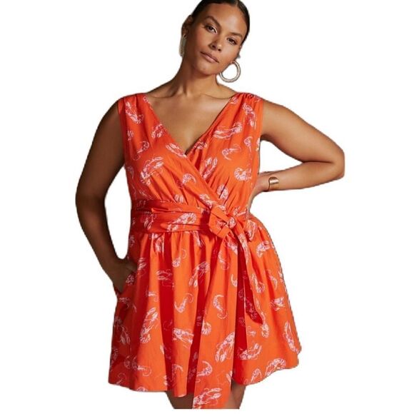 Anthropologie Maeve flirty wrap mini dress lobster - Picture 1 of 6